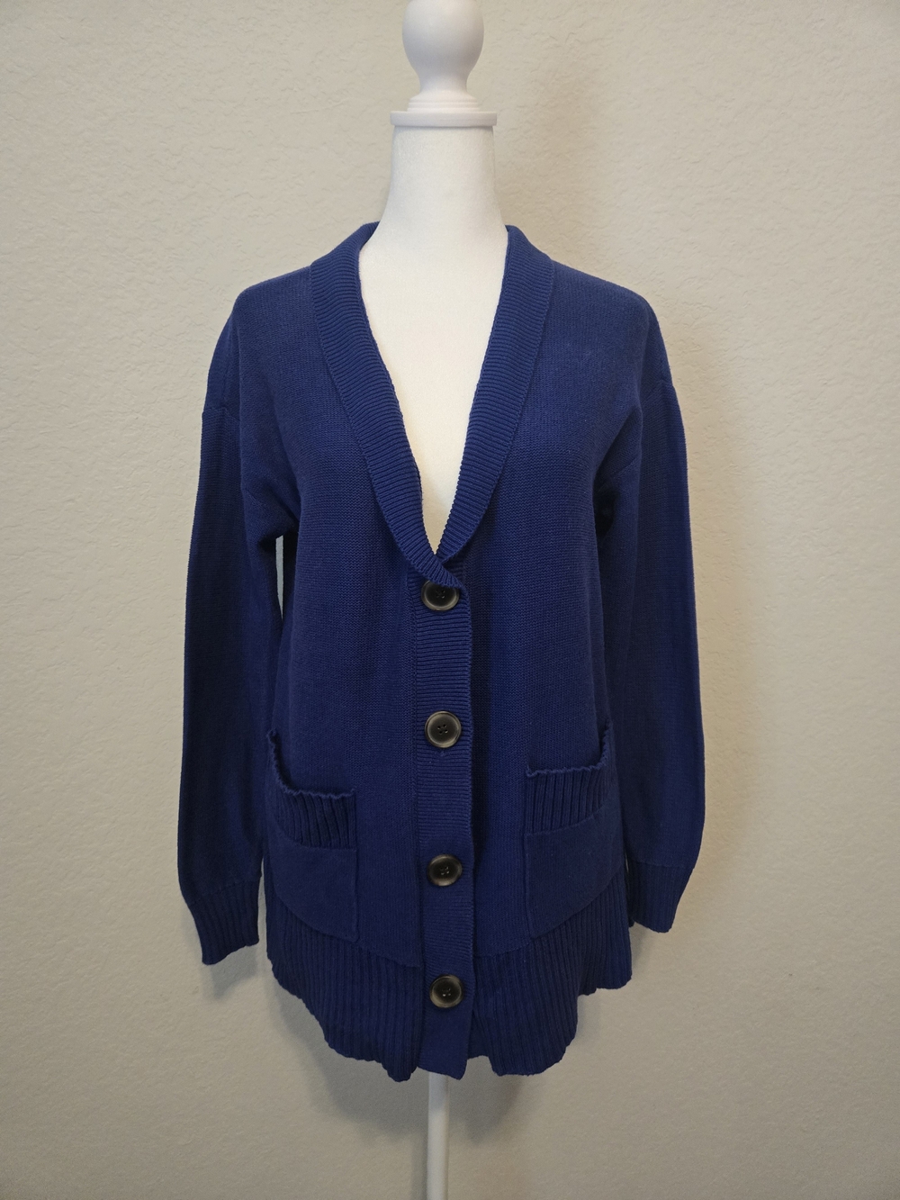 LOFT Deep Blue Button-Front Women's Cardigan